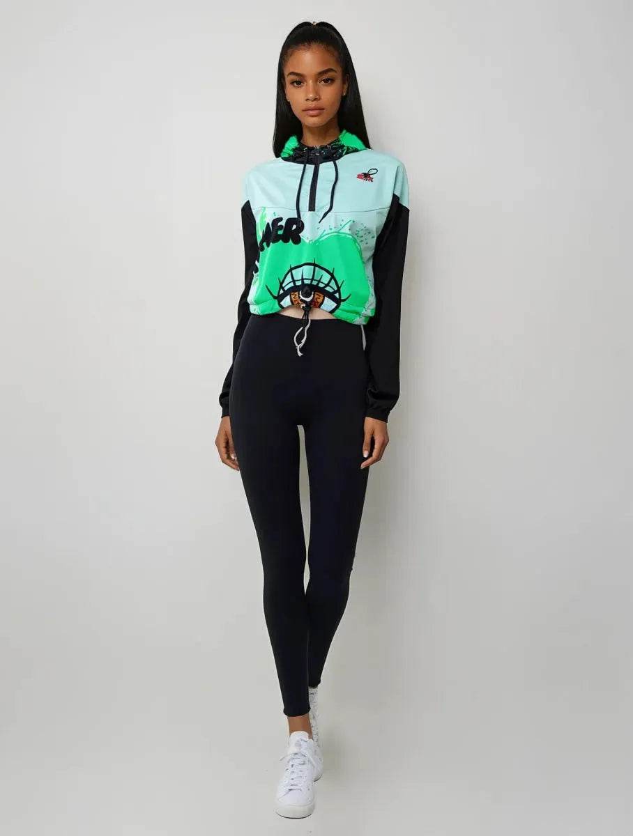 Beesmoove eye catcher green Women’s cropped windbreaker - Beesmoove 
