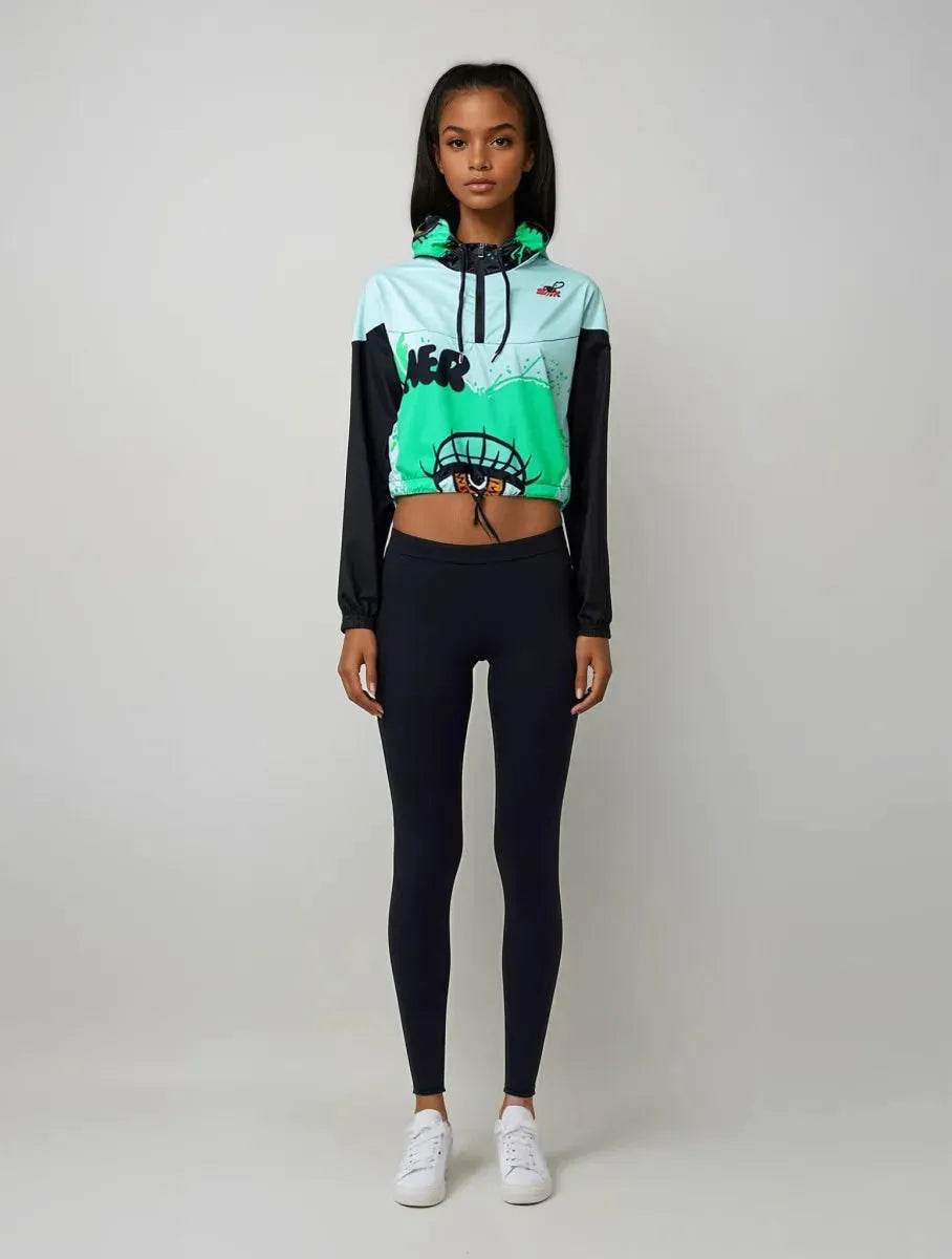 Beesmoove eye catcher green Women’s cropped windbreaker - Beesmoove 