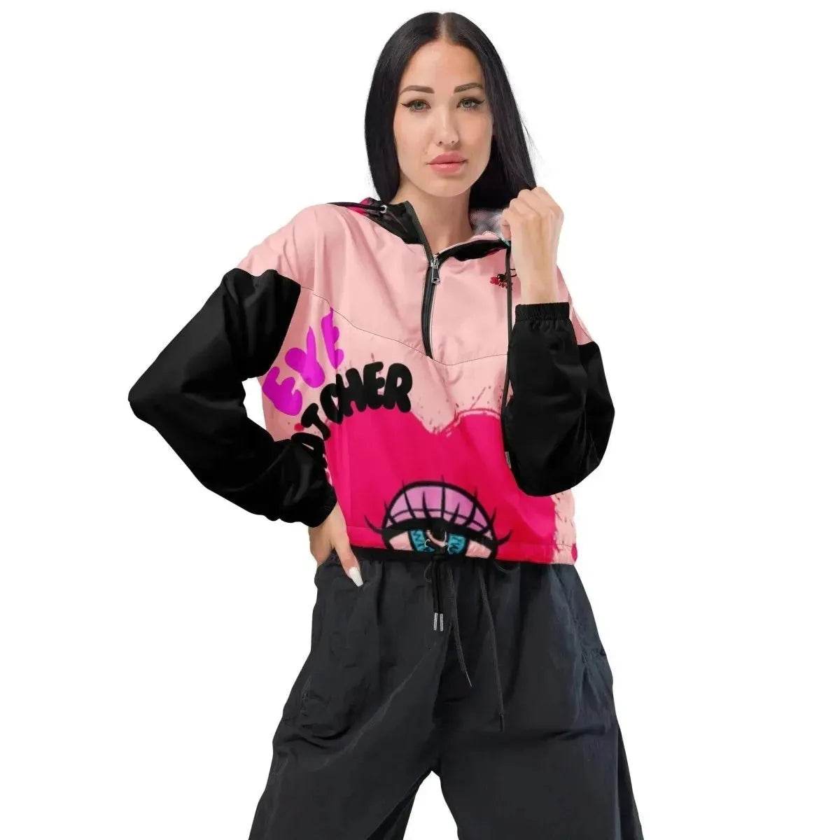 Beesmoove eye catcher pink Women’s cropped windbreaker - Beesmoove 