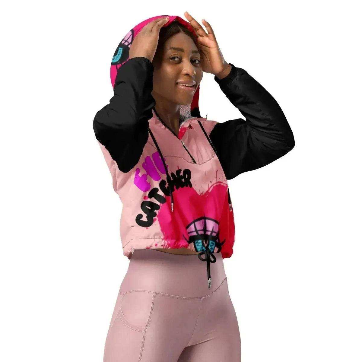 Beesmoove eye catcher pink Women’s cropped windbreaker - Beesmoove 