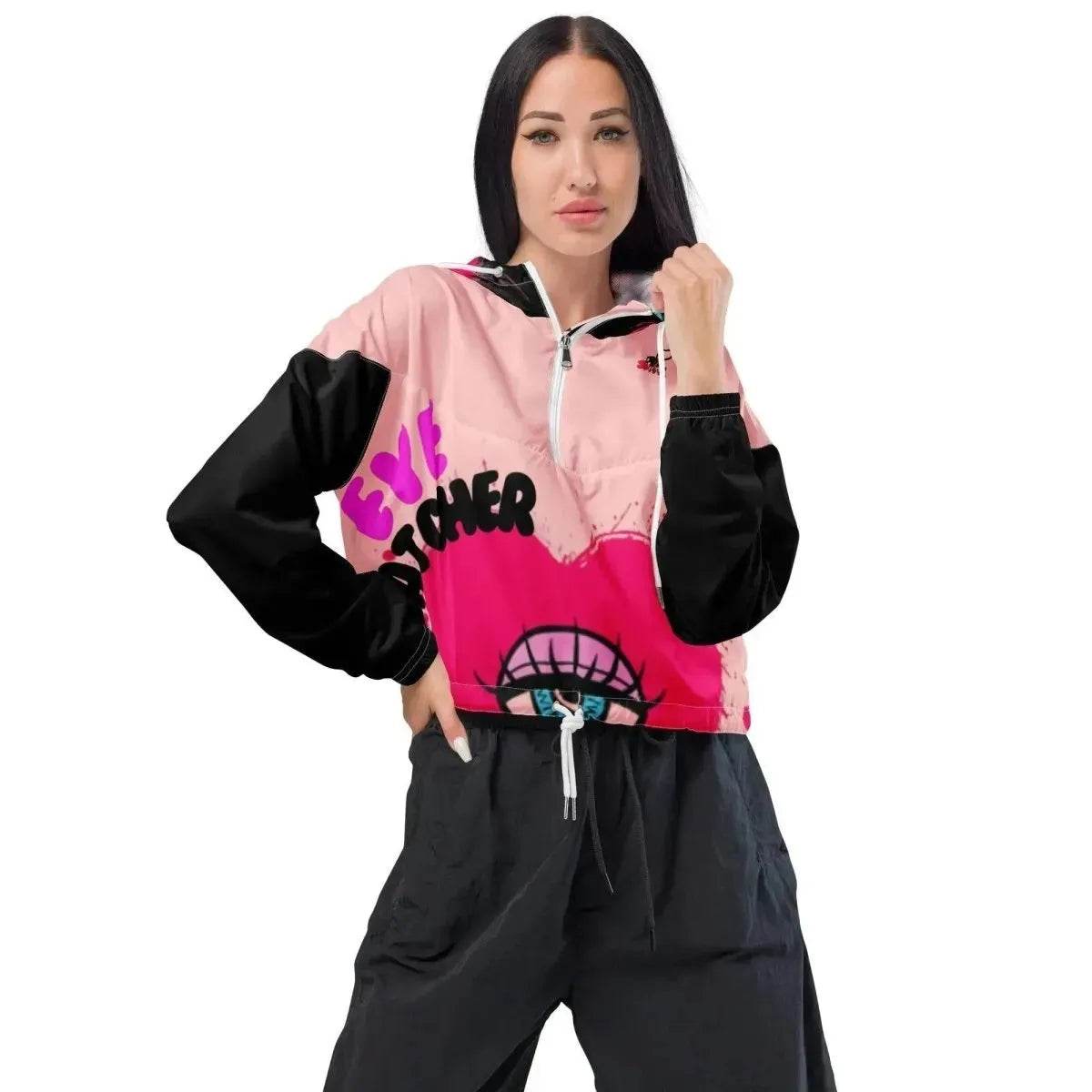 Beesmoove eye catcher pink Women’s cropped windbreaker - Beesmoove 
