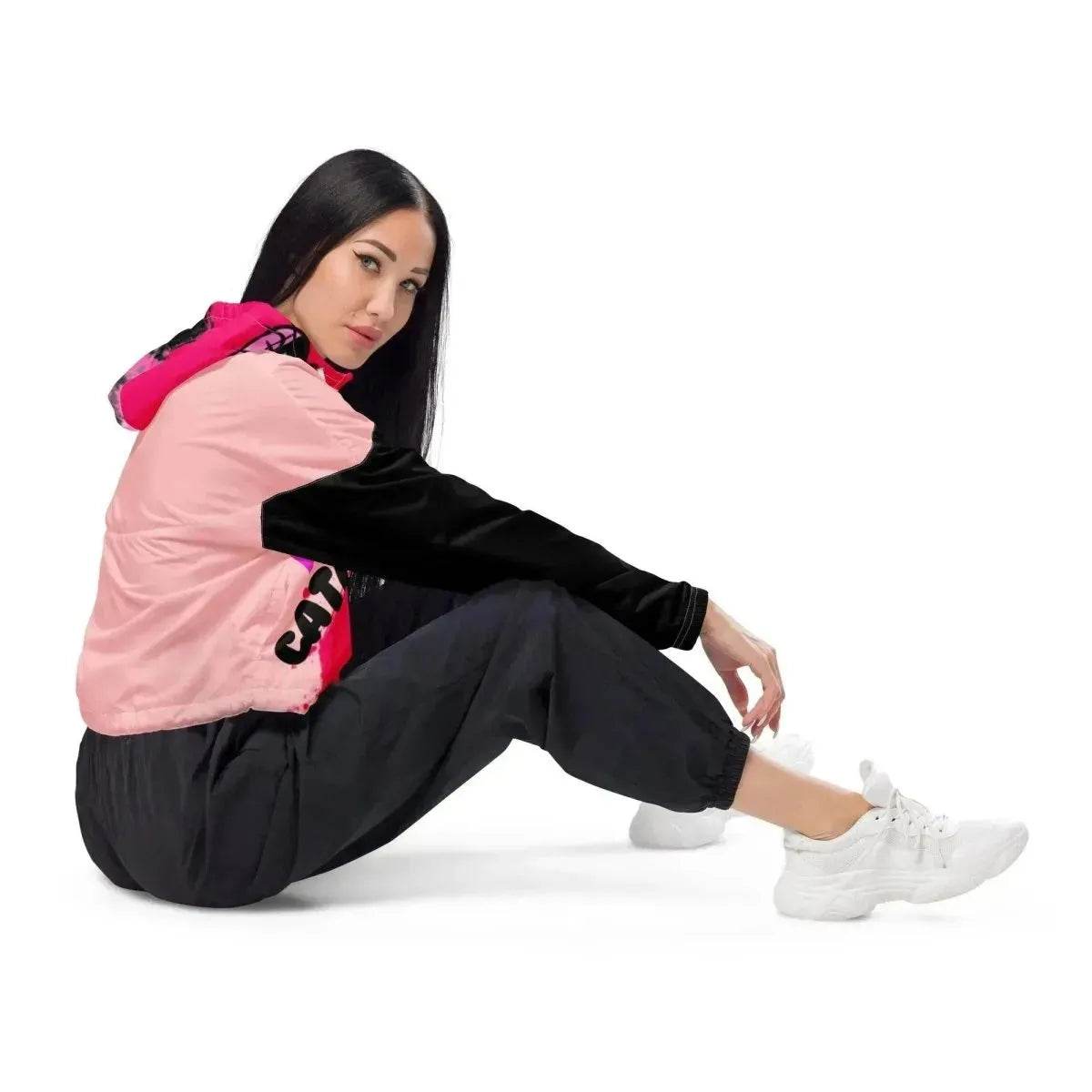 Beesmoove eye catcher pink Women’s cropped windbreaker - Beesmoove 