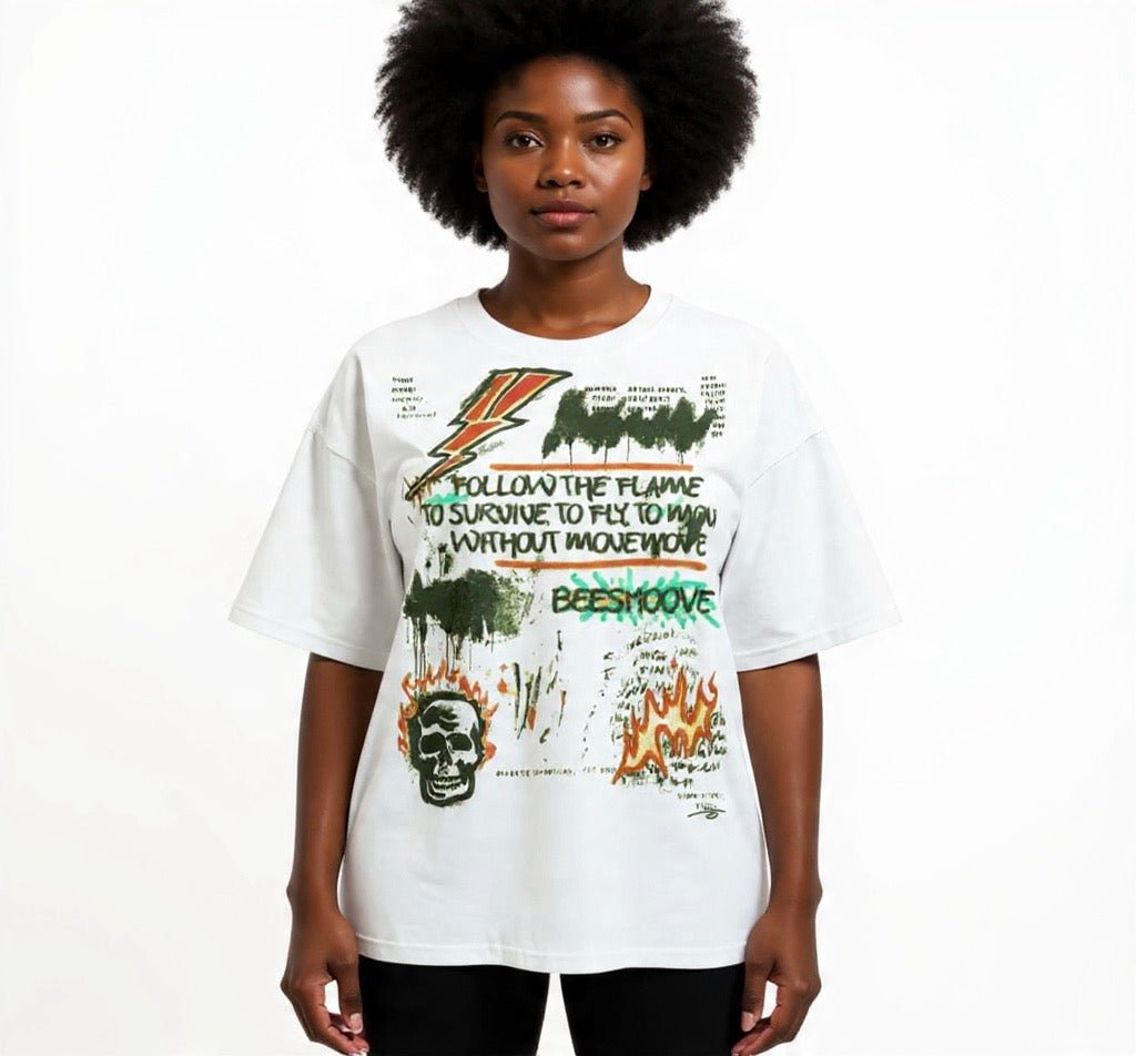 BEESMOOVE Flame Runner Loose Drop Shoulder T-Shirt - Beesmoove