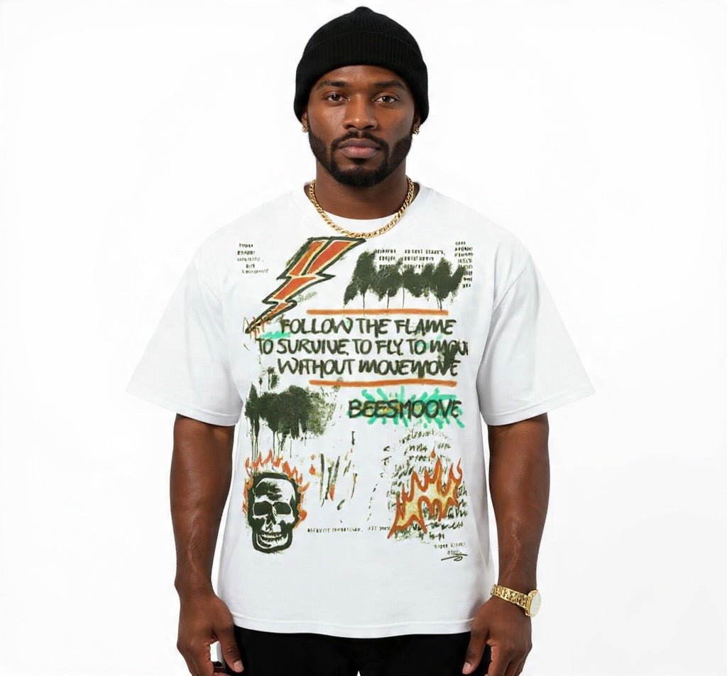 BEESMOOVE Flame Runner Loose Drop Shoulder T-Shirt - Beesmoove