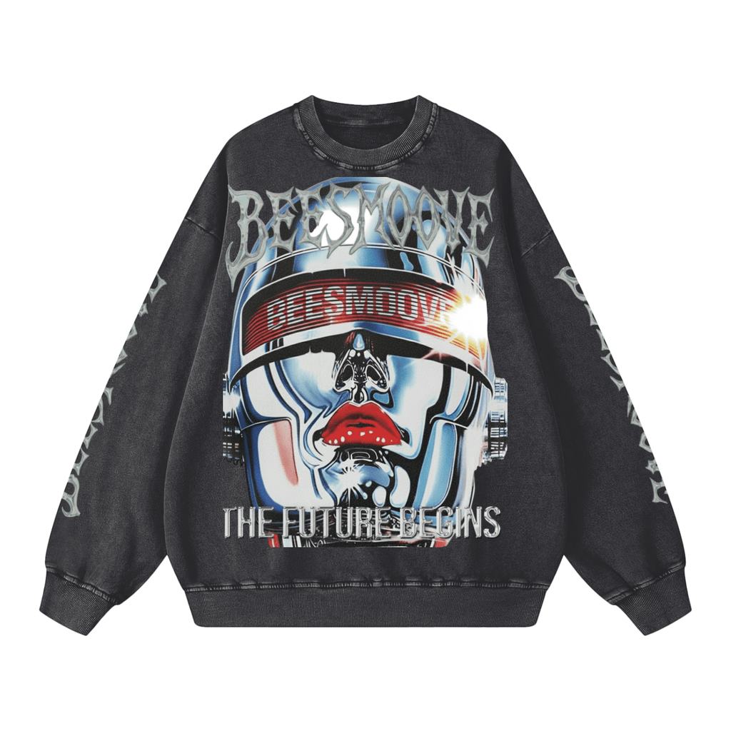 BEESMOOVE Future Begins™ Chrome Edition Washed Oversized Sweatshirt - Beesmoove