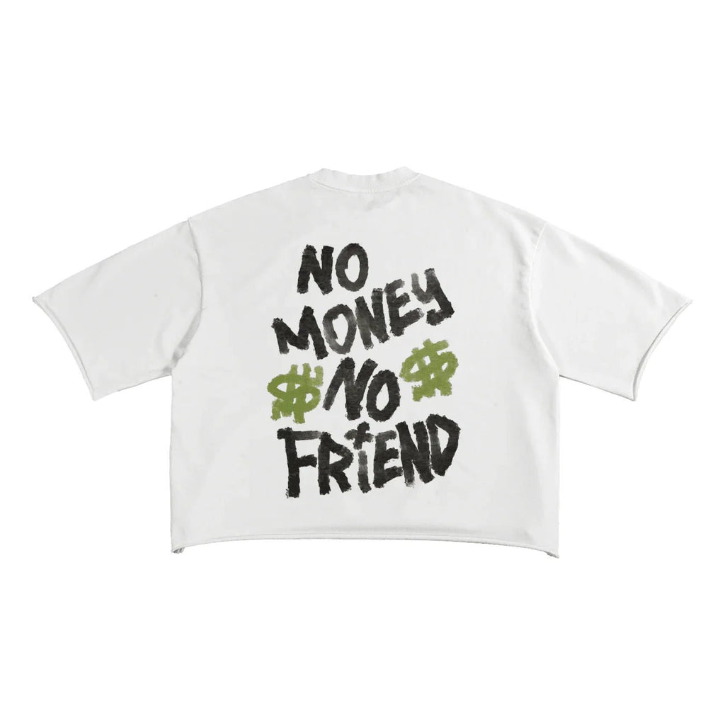 BEESMOOVE Get rich or die trying French Terry Raw Edge T-Shirt - Beesmoove