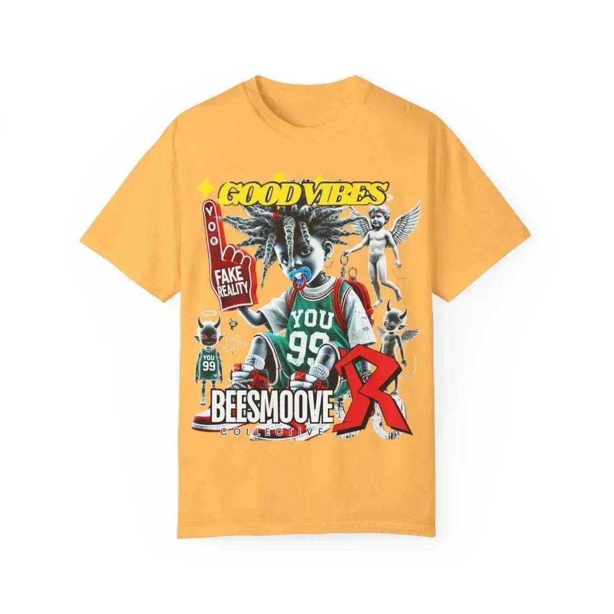 Beesmoove good vibes fake reality Garment-Dyed Heavyweight Cotton Tee - Beesmoove 