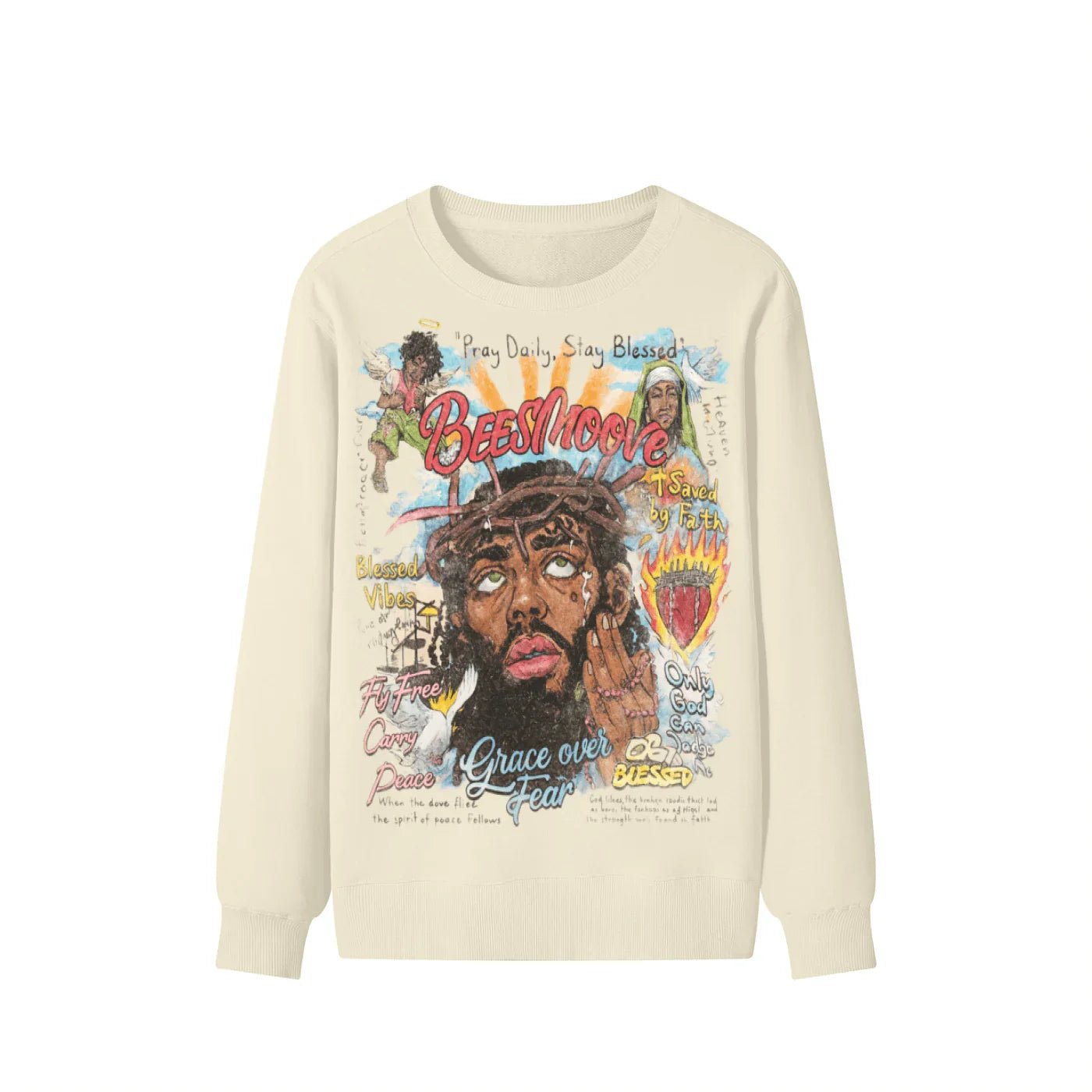 BEESMOOVE Grace Over Fear Classic Cotton Sweater - Beesmoove