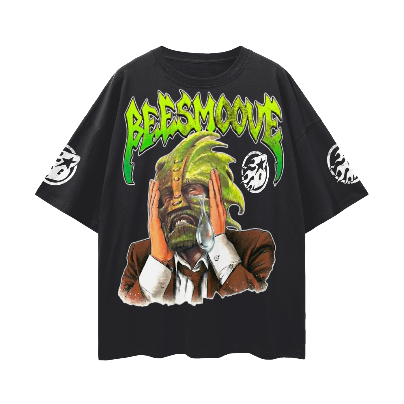 BEESMOOVE GREEN FEVER Mask (trowback) Loose Drop Shoulder T-Shirt - Beesmoove