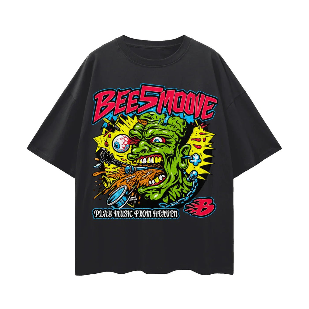 BEESMOOVE HEATCHECK TOUR Oversize Deep Drop Shoulder Tee - Beesmoove