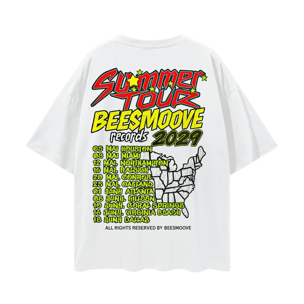 BEESMOOVE HEATCHECK TOUR Oversize Deep Drop Shoulder Tee - Beesmoove