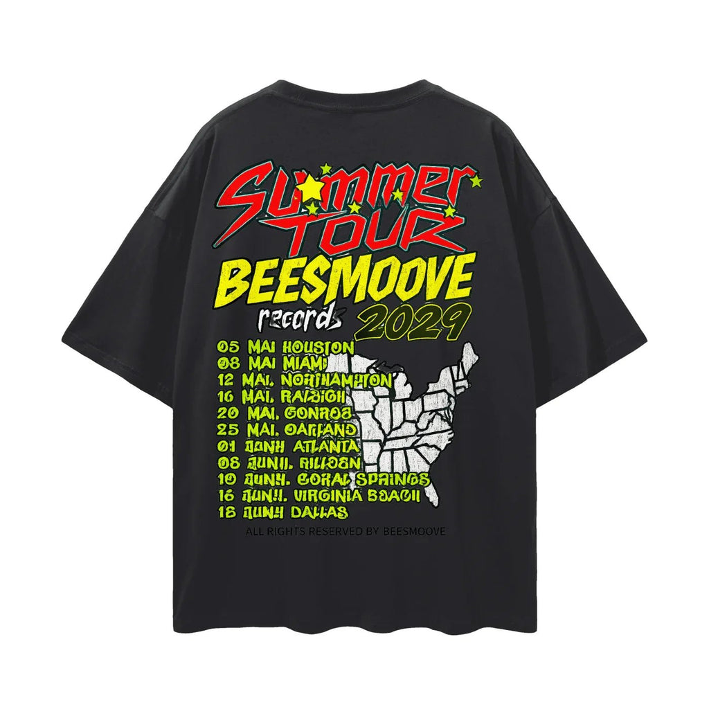 BEESMOOVE HEATCHECK TOUR Oversize Deep Drop Shoulder Tee - Beesmoove