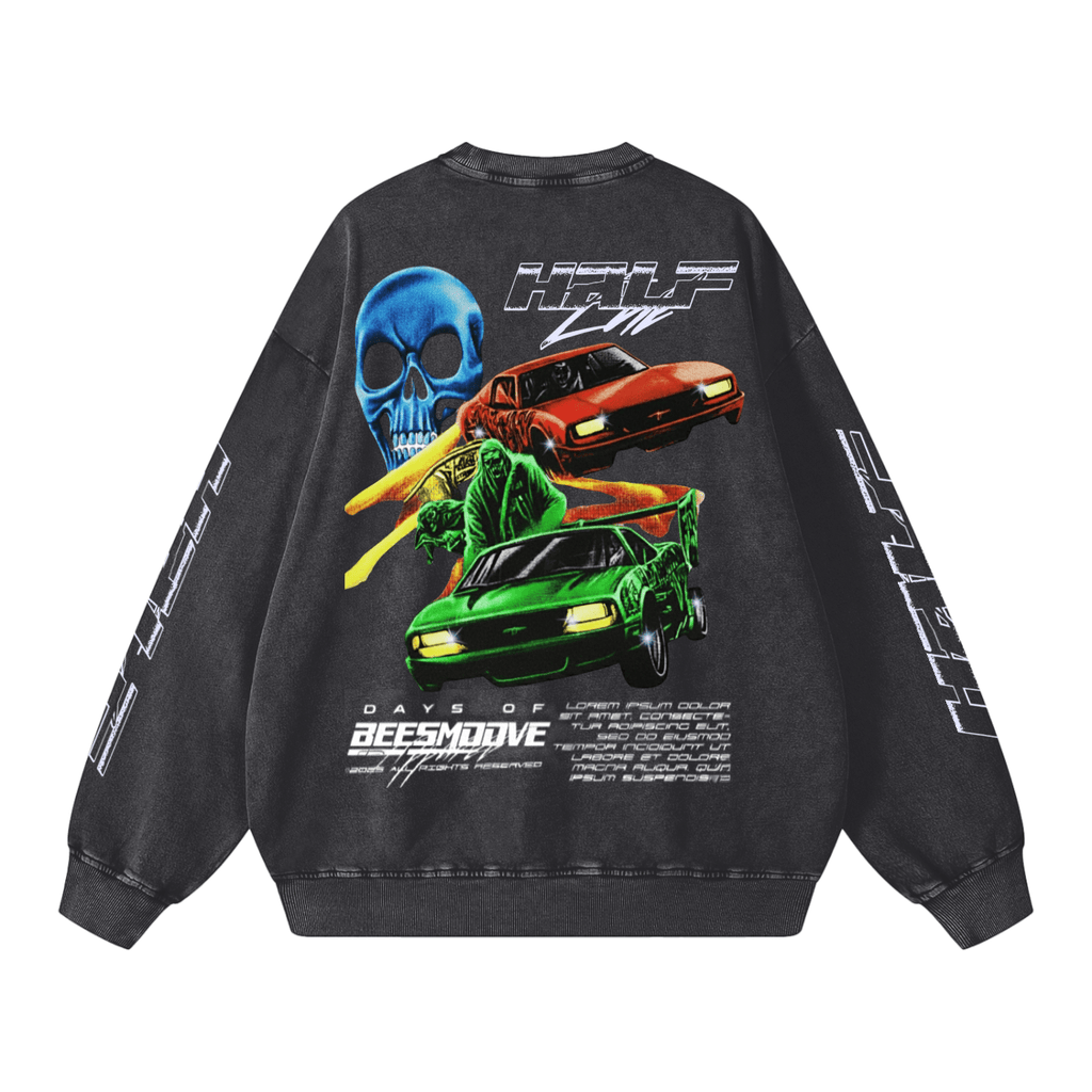 BEESMOOVE Hivebreaker Road Rage Washed Oversized Sweatshirt - Beesmoove