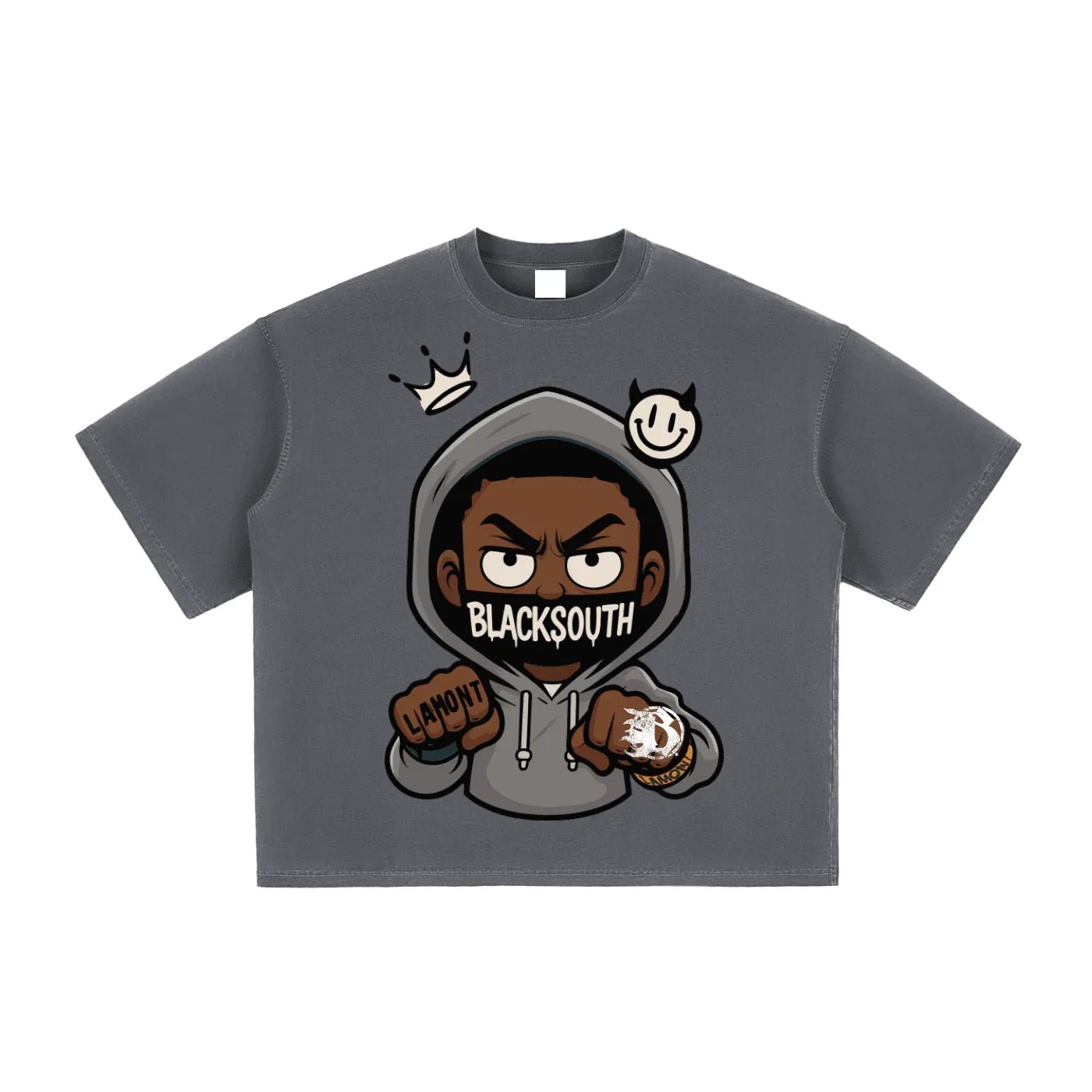 BEESMOOVE Hood Rich Lamont Washed Boxy T-Shirt - Beesmoove