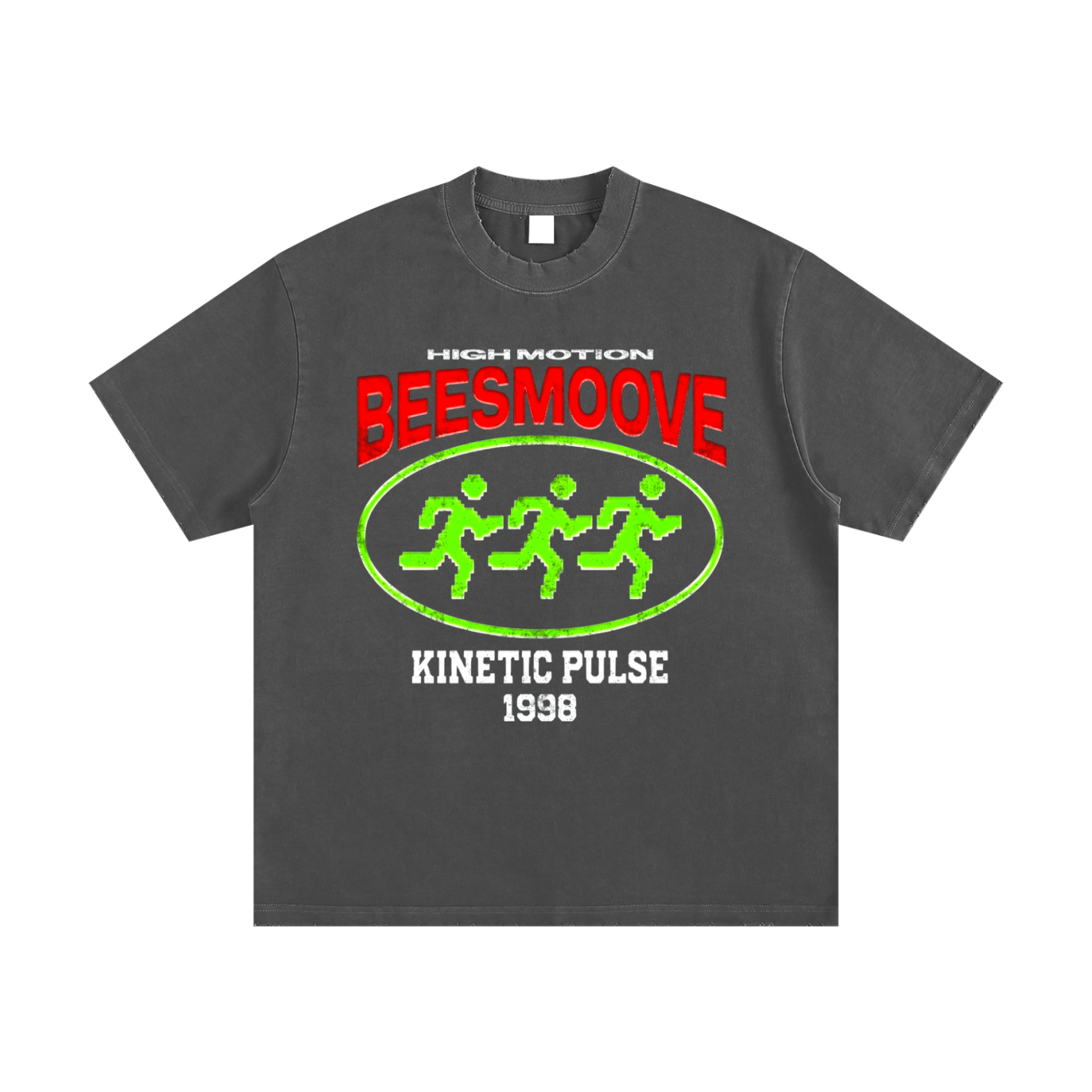 BEESMOOVE Kinetic Pulse Tee Heavyweight Vintage Washed Frayed Tee - Beesmoove