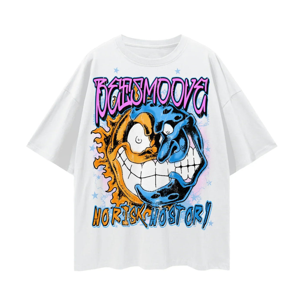 Beesmoove No Risk NO Story Oversize Deep Drop Shoulder Tee - Beesmoove