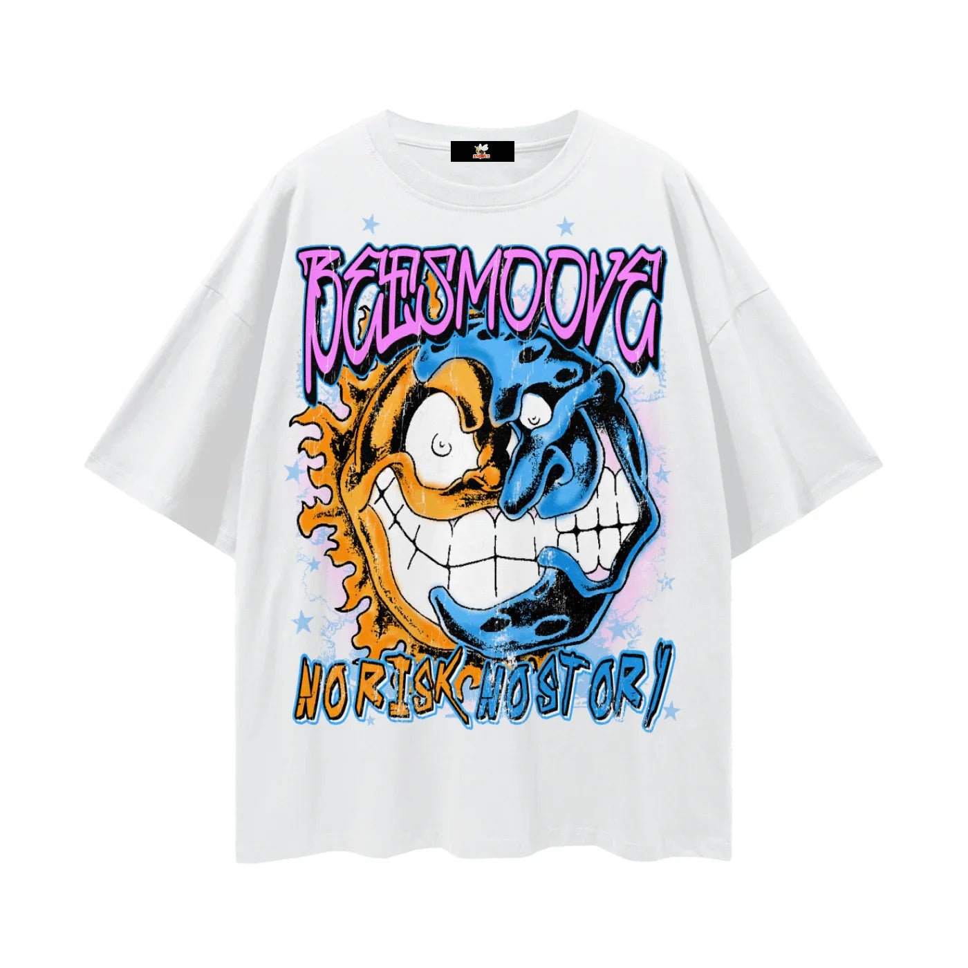 Beesmoove No Risk NO Story Oversize Deep Drop Shoulder Tee - Beesmoove