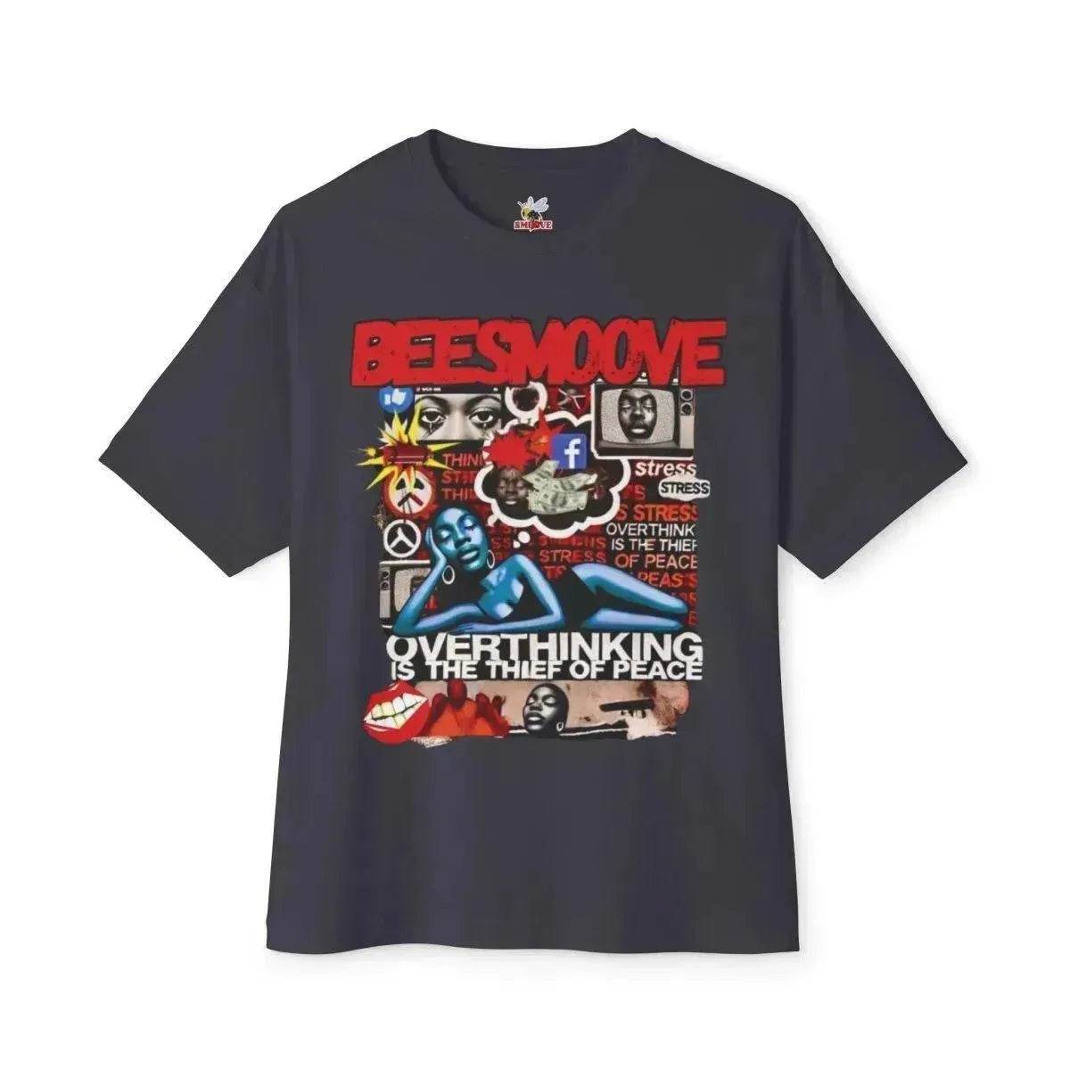 Beesmoove overthinking is the thief of peace Oversized Boxy Tee - Beesmoove 