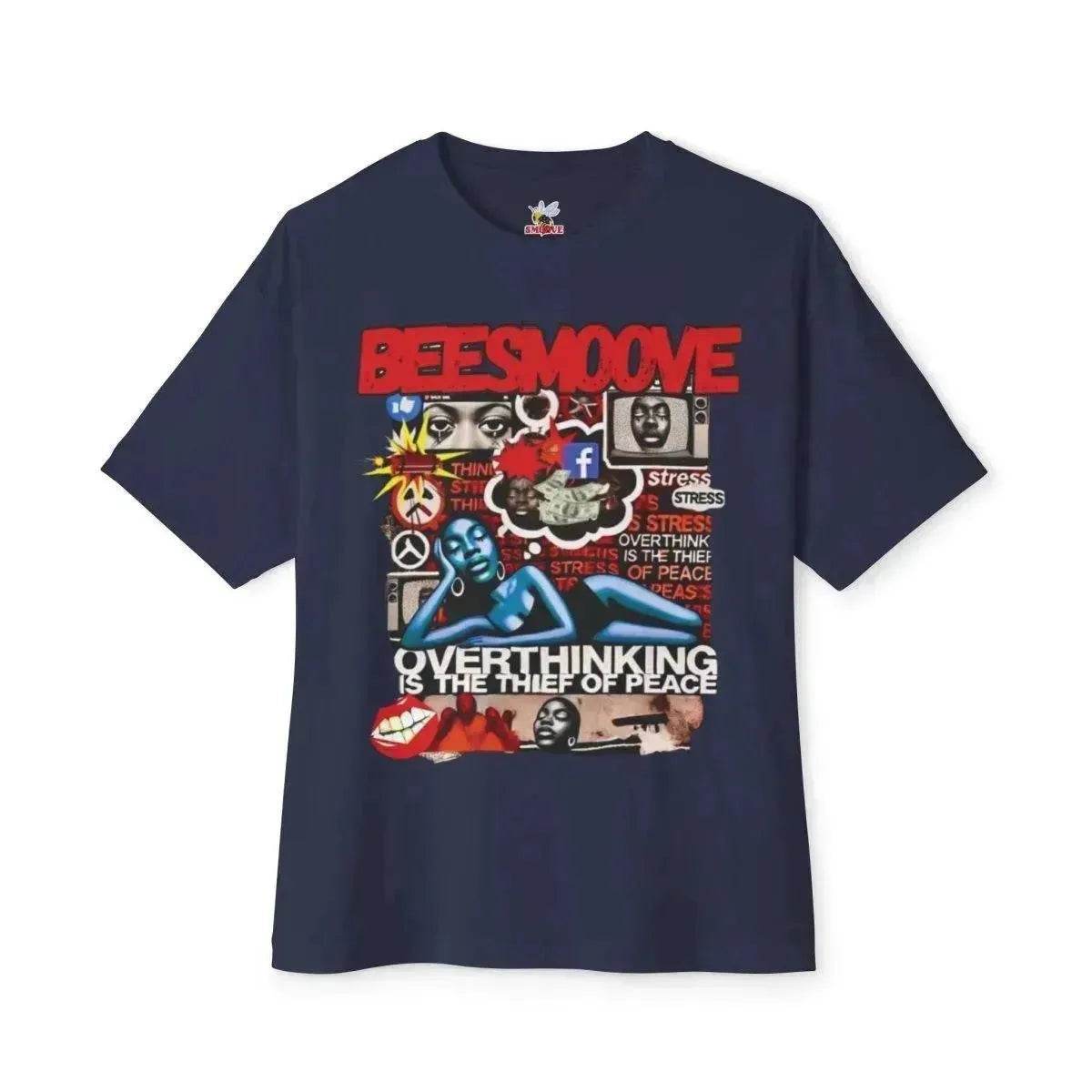 Beesmoove overthinking is the thief of peace Oversized Boxy Tee - Beesmoove 
