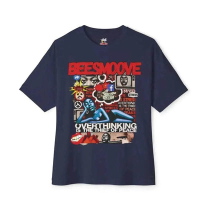 Beesmoove overthinking is the thief of peace Oversized Boxy Tee - Beesmoove 