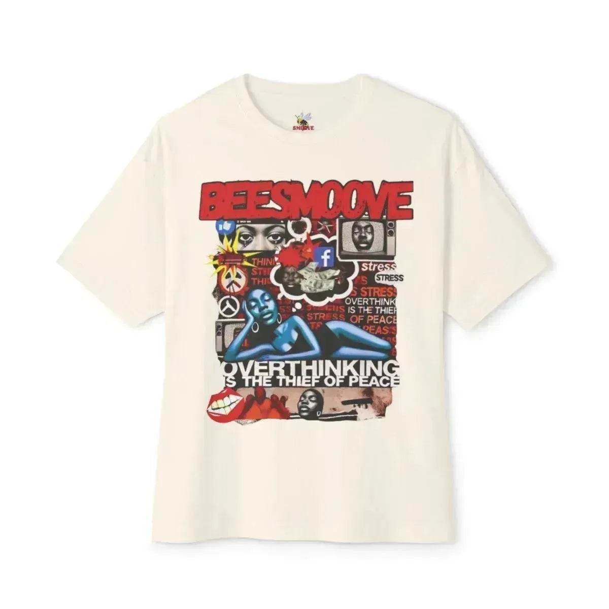 Beesmoove overthinking is the thief of peace Oversized Boxy Tee - Beesmoove 