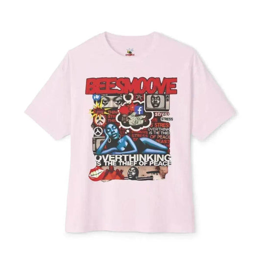Beesmoove overthinking is the thief of peace Oversized Boxy Tee - Beesmoove 