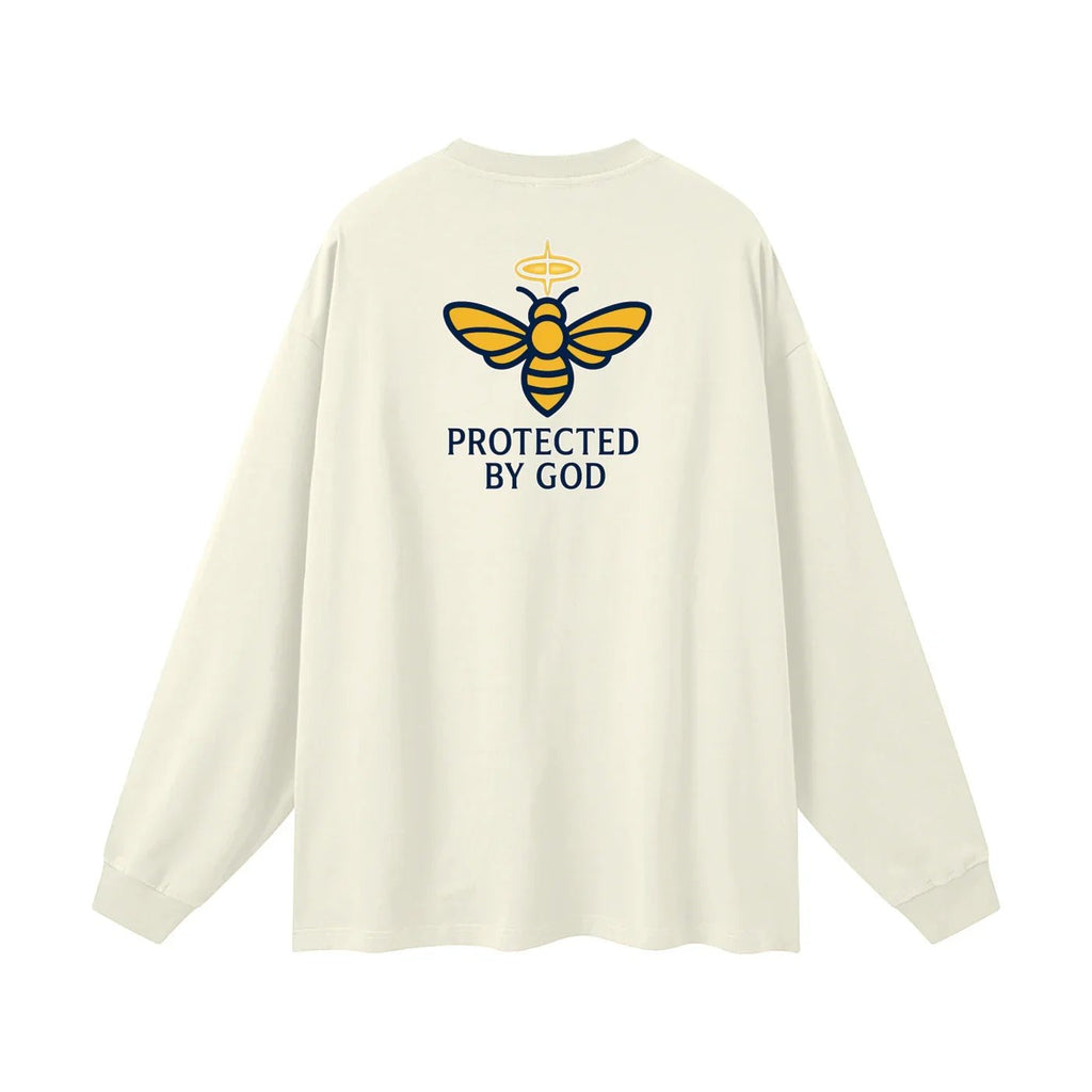 BEESMOOVE Protected by God Oversized Long Sleeve T-Shirt - Beesmoove