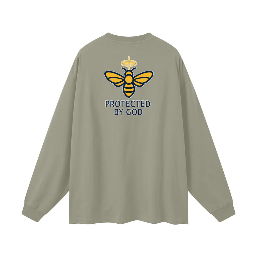 BEESMOOVE Protected by God Oversized Long Sleeve T-Shirt - Beesmoove