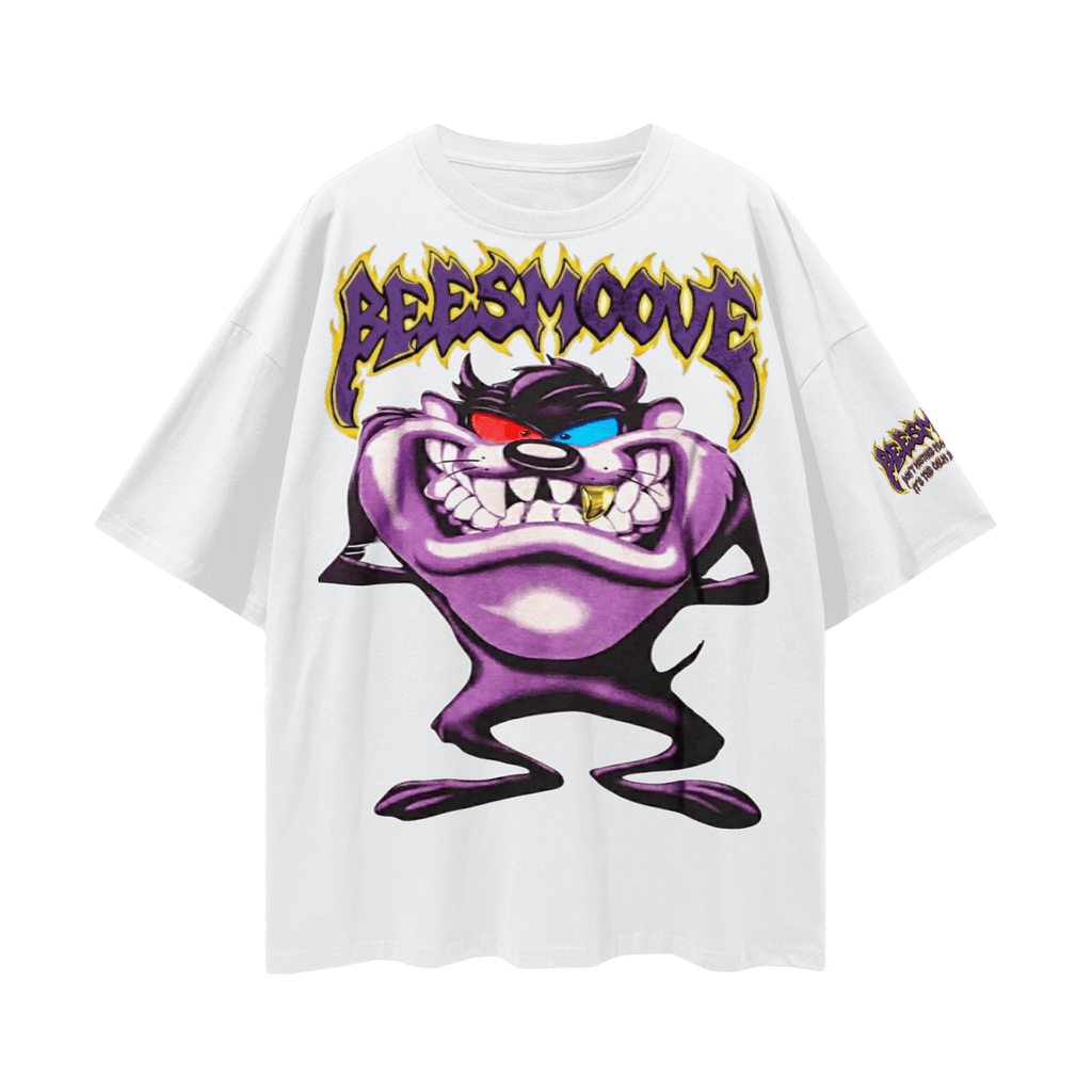 BEESMOOVE Purple Maniac (throwback) Loose Drop Shoulder Tee - Beesmoove
