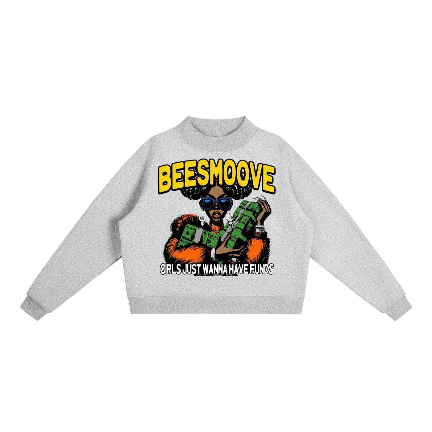 BEESMOOVE Queen of the Hive Mock - Neck Crew Sweatshirt - Beesmoove