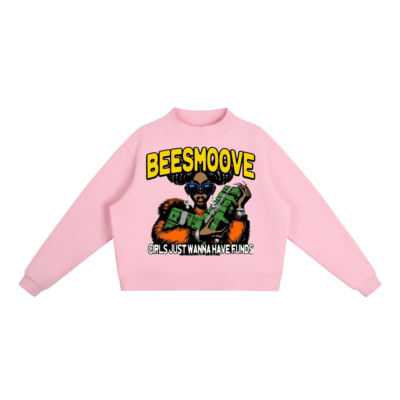 BEESMOOVE Queen of the Hive Mock - Neck Crew Sweatshirt - Beesmoove