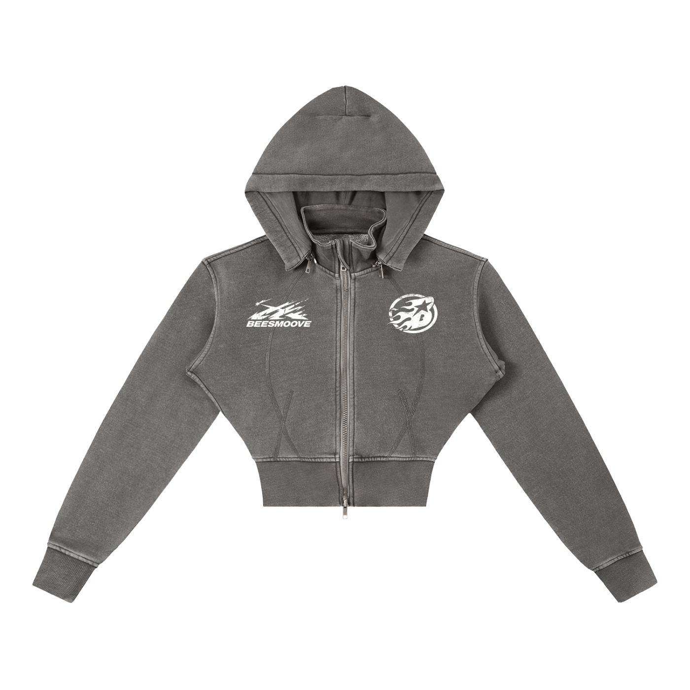 BEESMOOVE Queen’s Motion Vintage Washed Cropped Hoodie - Beesmoove