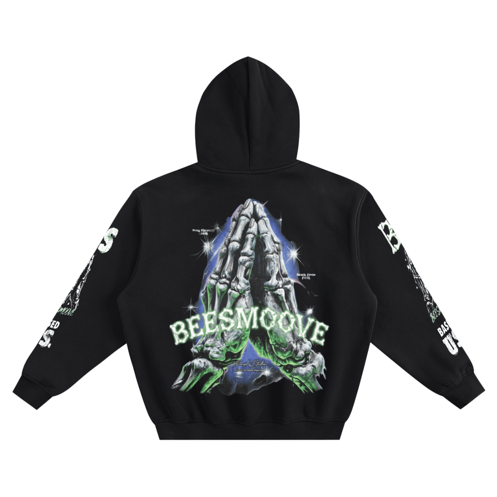 BEESMOOVE Skeleton Prayer Boxy Hoodie - Beesmoove