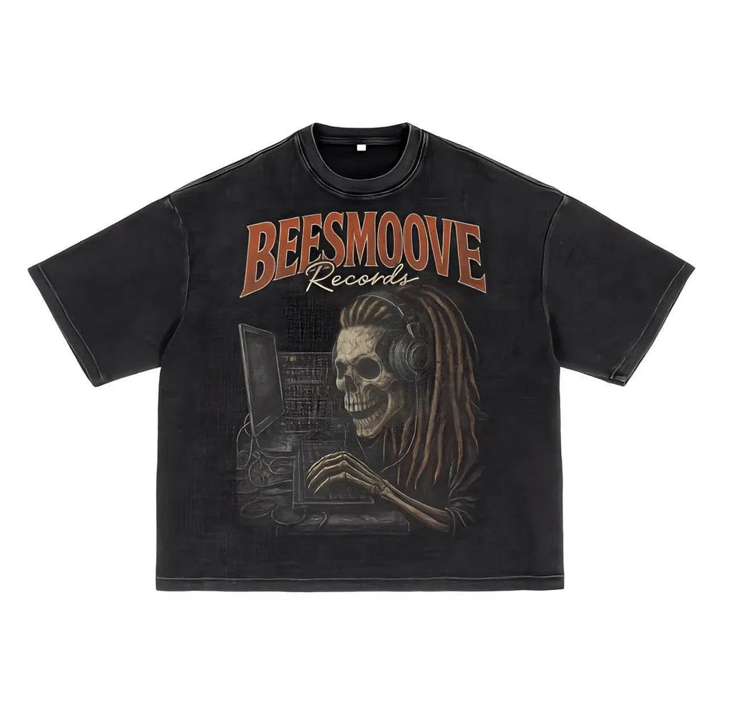 BEESMOOVE Skull Session Washed Boxy T-Shirt - Beesmoove
