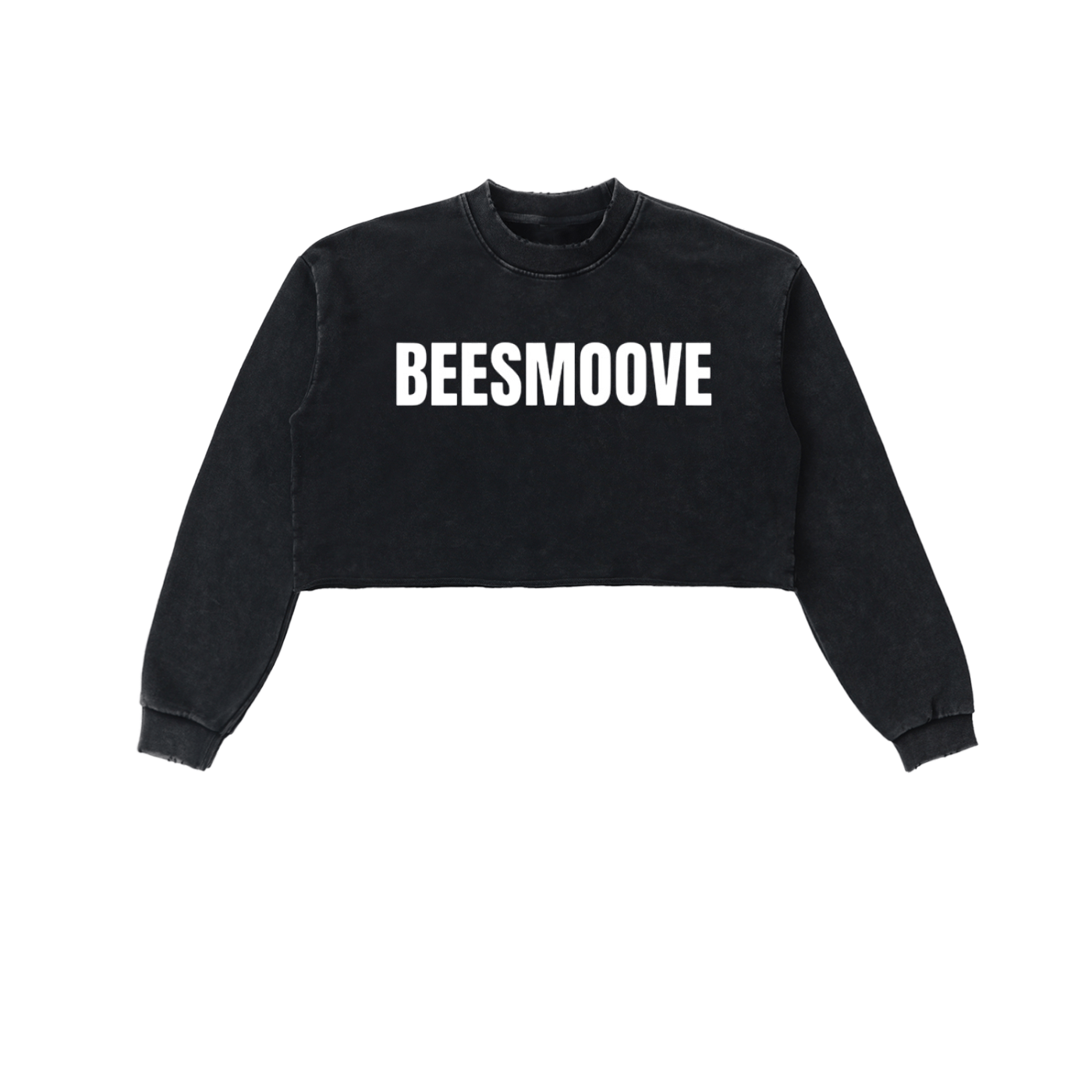 BEESMOOVE Snow Washed Raw Edge Cropped Sweatshirt - Beesmoove
