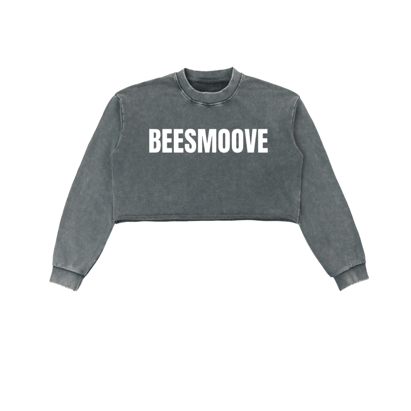 BEESMOOVE Snow Washed Raw Edge Cropped Sweatshirt - Beesmoove