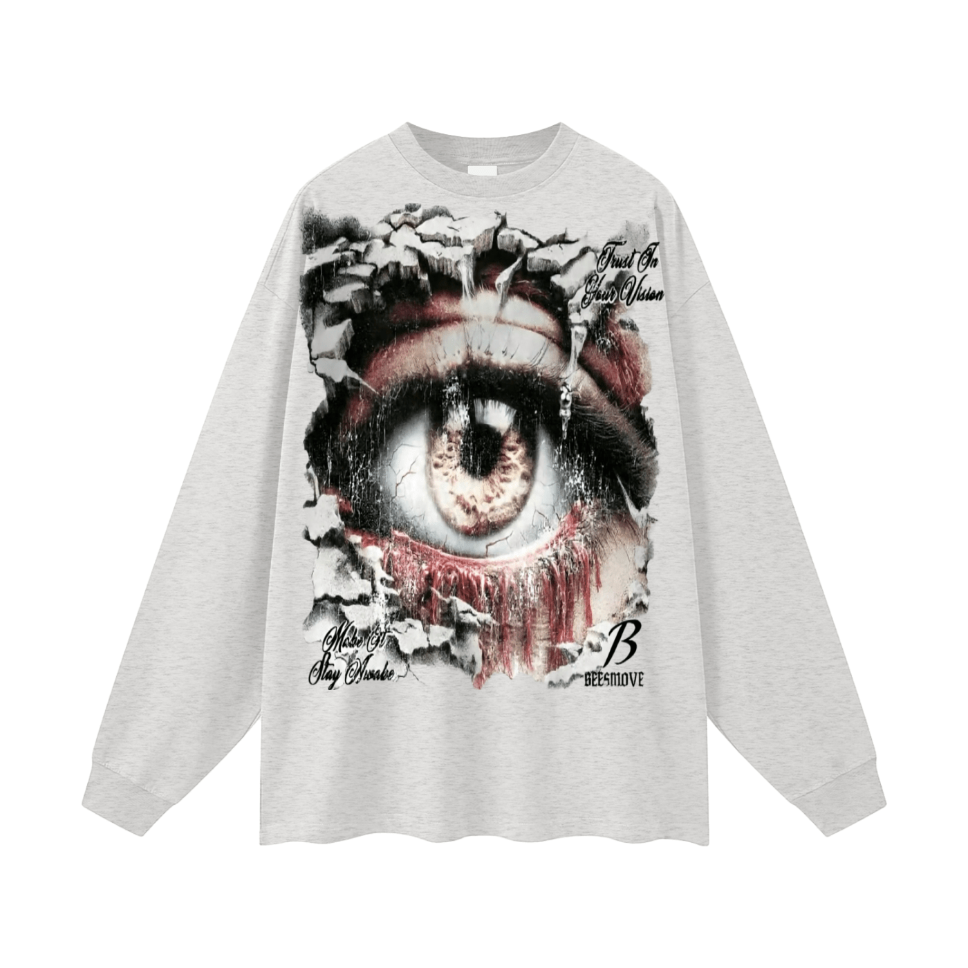 BEESMOOVE Stay Aware Oversized Long Sleeve T-Shirt - Beesmoove