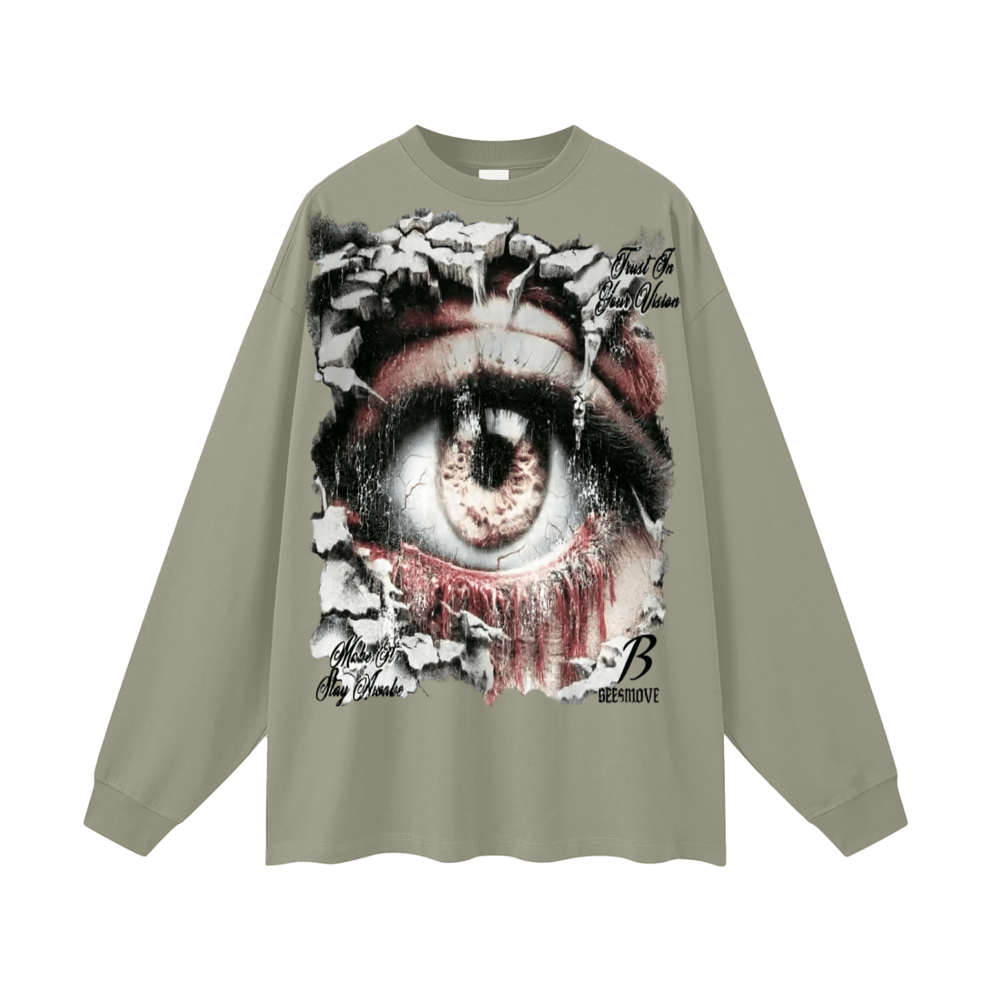 BEESMOOVE Stay Aware Oversized Long Sleeve T-Shirt - Beesmoove