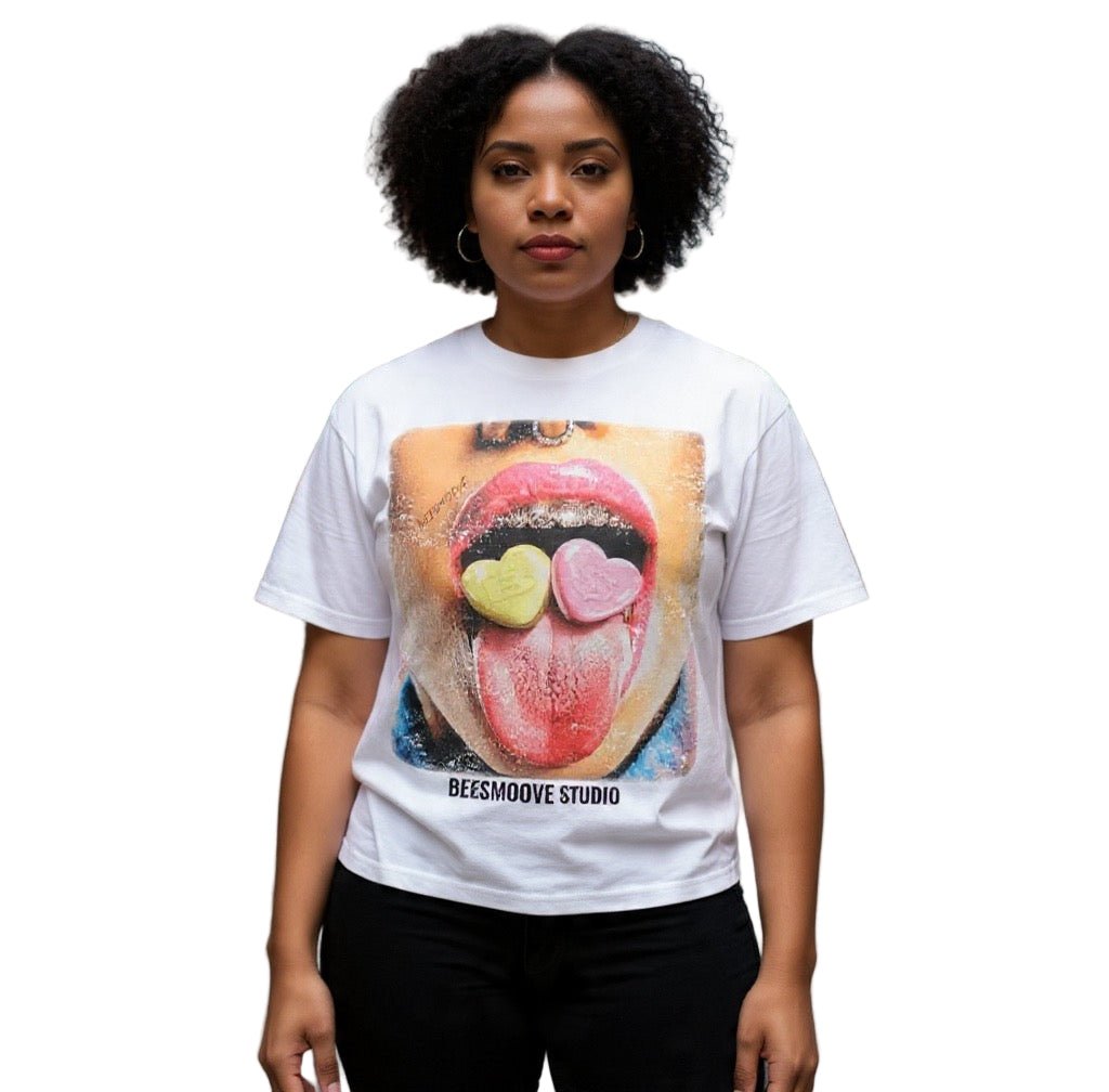 BEESMOOVE Sugar Tongue Oversize Deep Drop Shoulder Tee - Beesmoove