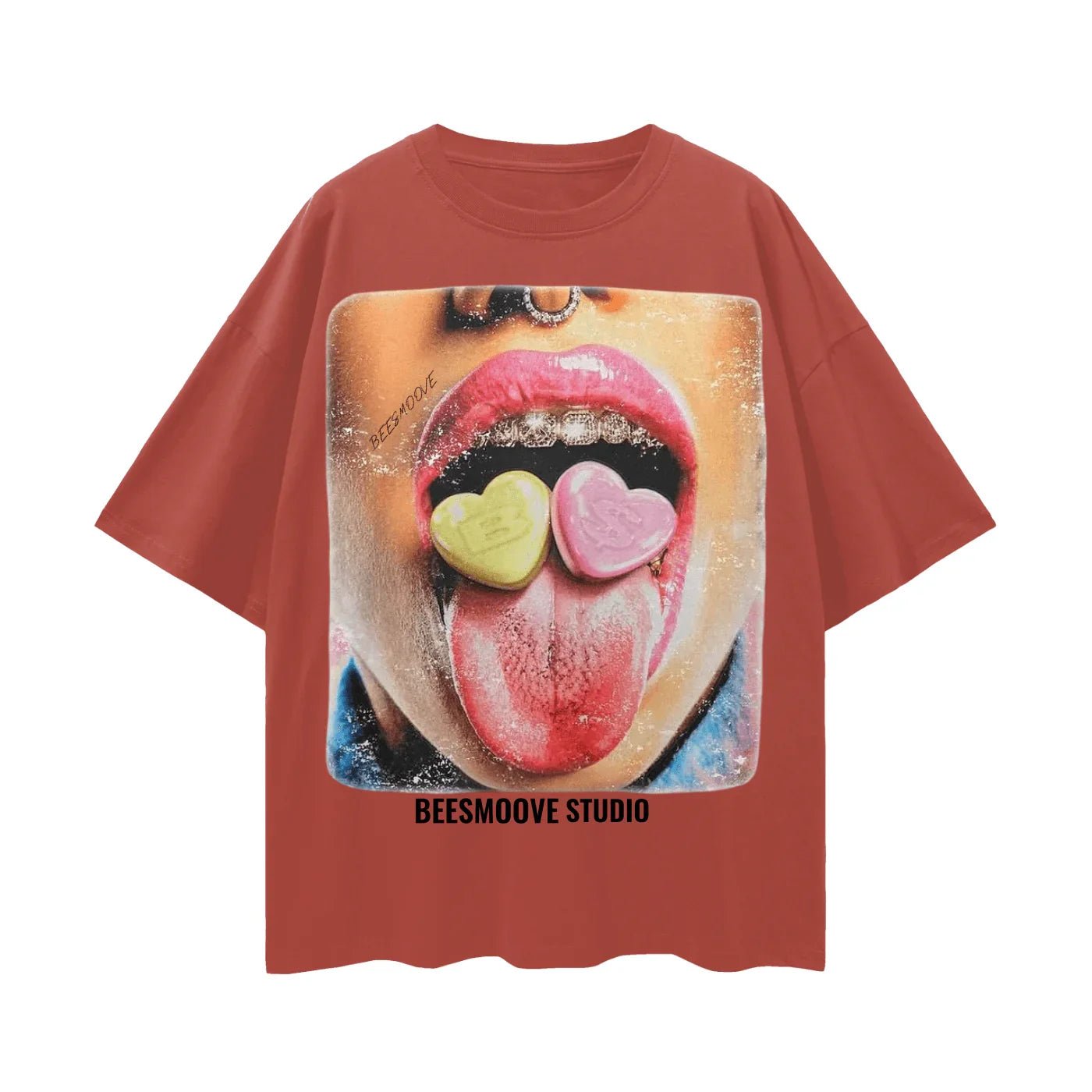 BEESMOOVE Sugar Tongue Oversize Deep Drop Shoulder Tee - Beesmoove