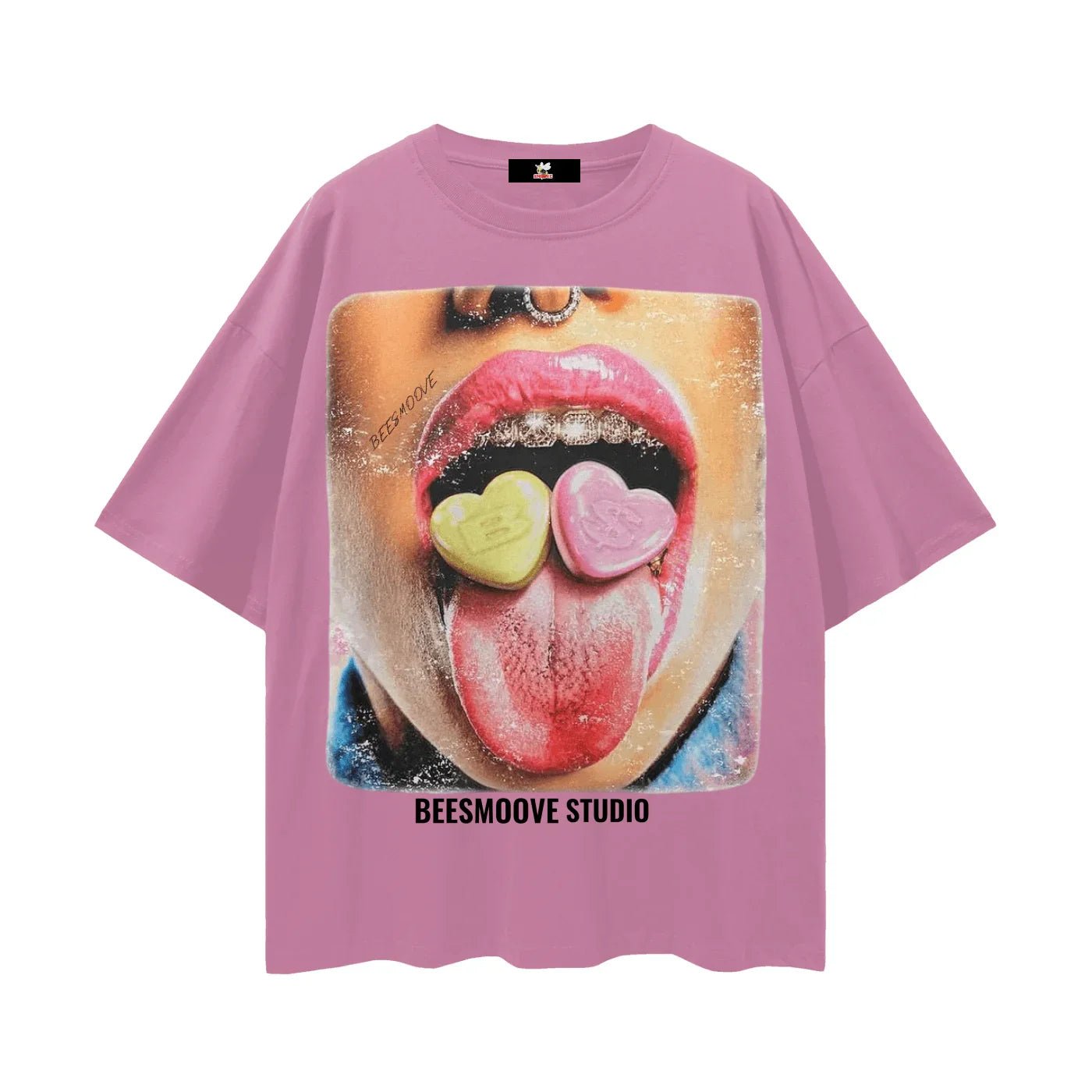 BEESMOOVE Sugar Tongue Oversize Deep Drop Shoulder Tee - Beesmoove