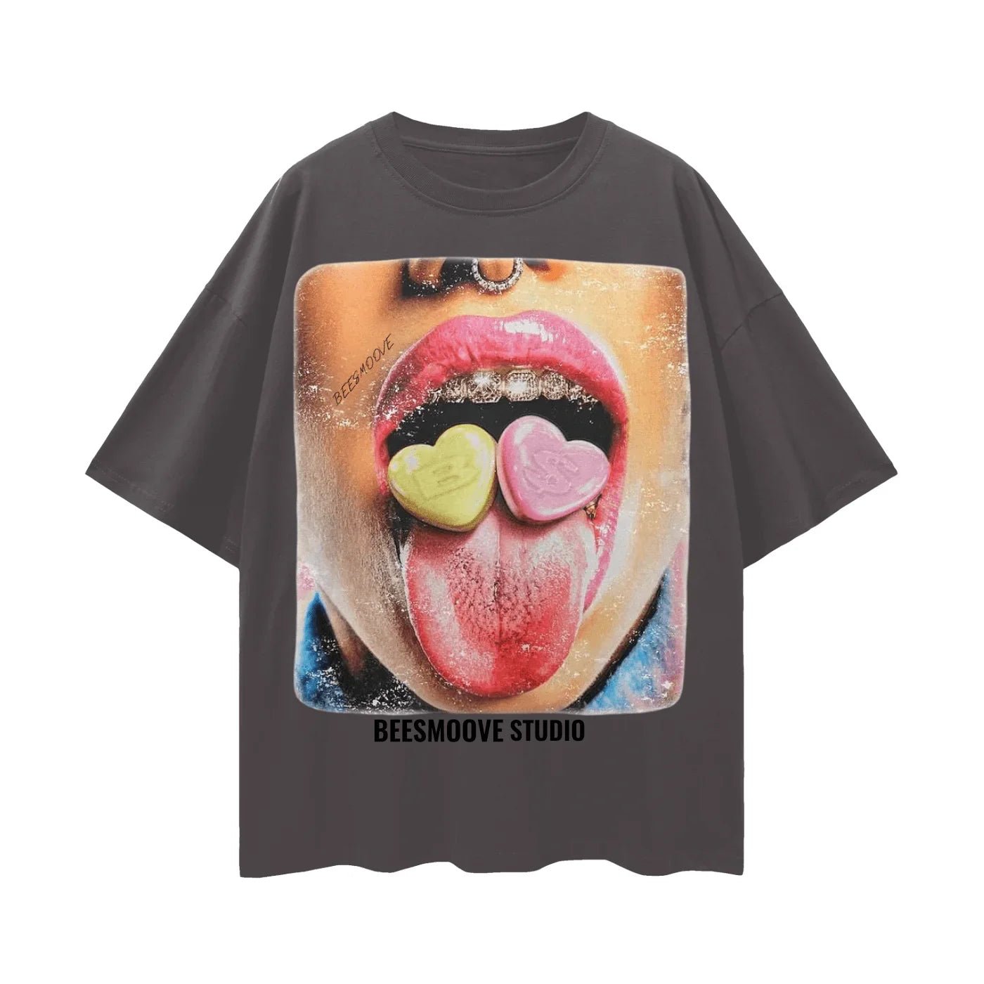 BEESMOOVE Sugar Tongue Oversize Deep Drop Shoulder Tee - Beesmoove