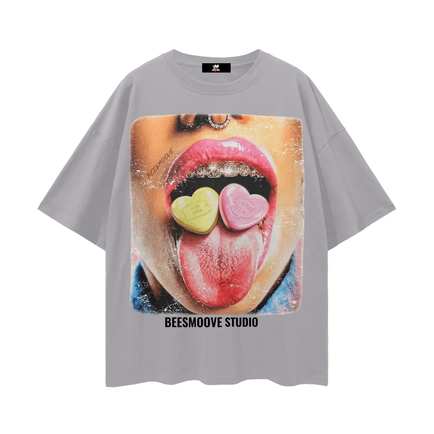 BEESMOOVE Sugar Tongue Oversize Deep Drop Shoulder Tee - Beesmoove