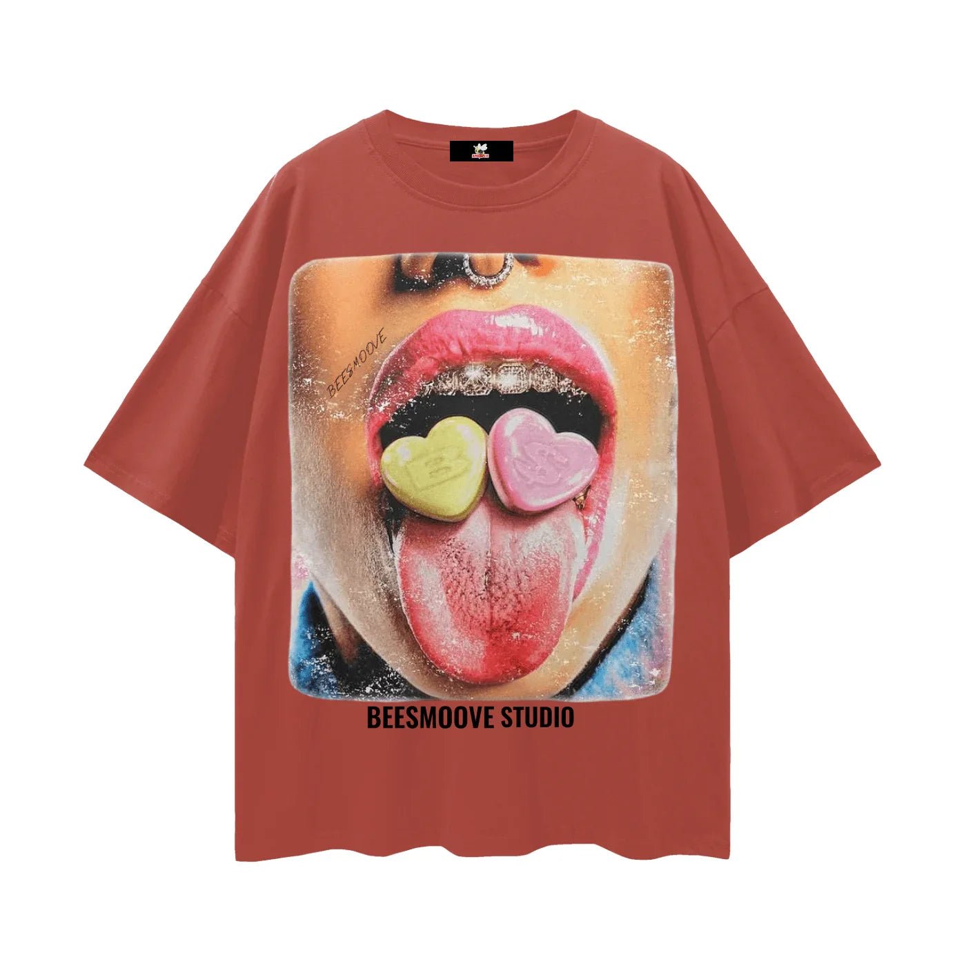 BEESMOOVE Sugar Tongue Oversize Deep Drop Shoulder Tee - Beesmoove