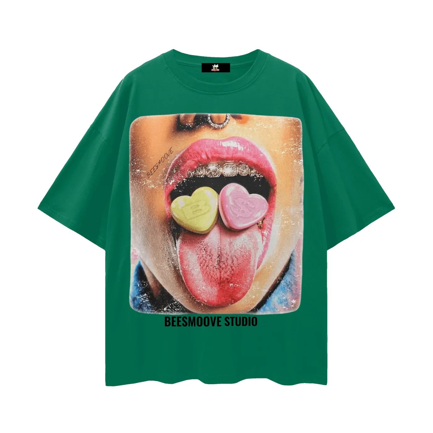 BEESMOOVE Sugar Tongue Oversize Deep Drop Shoulder Tee - Beesmoove