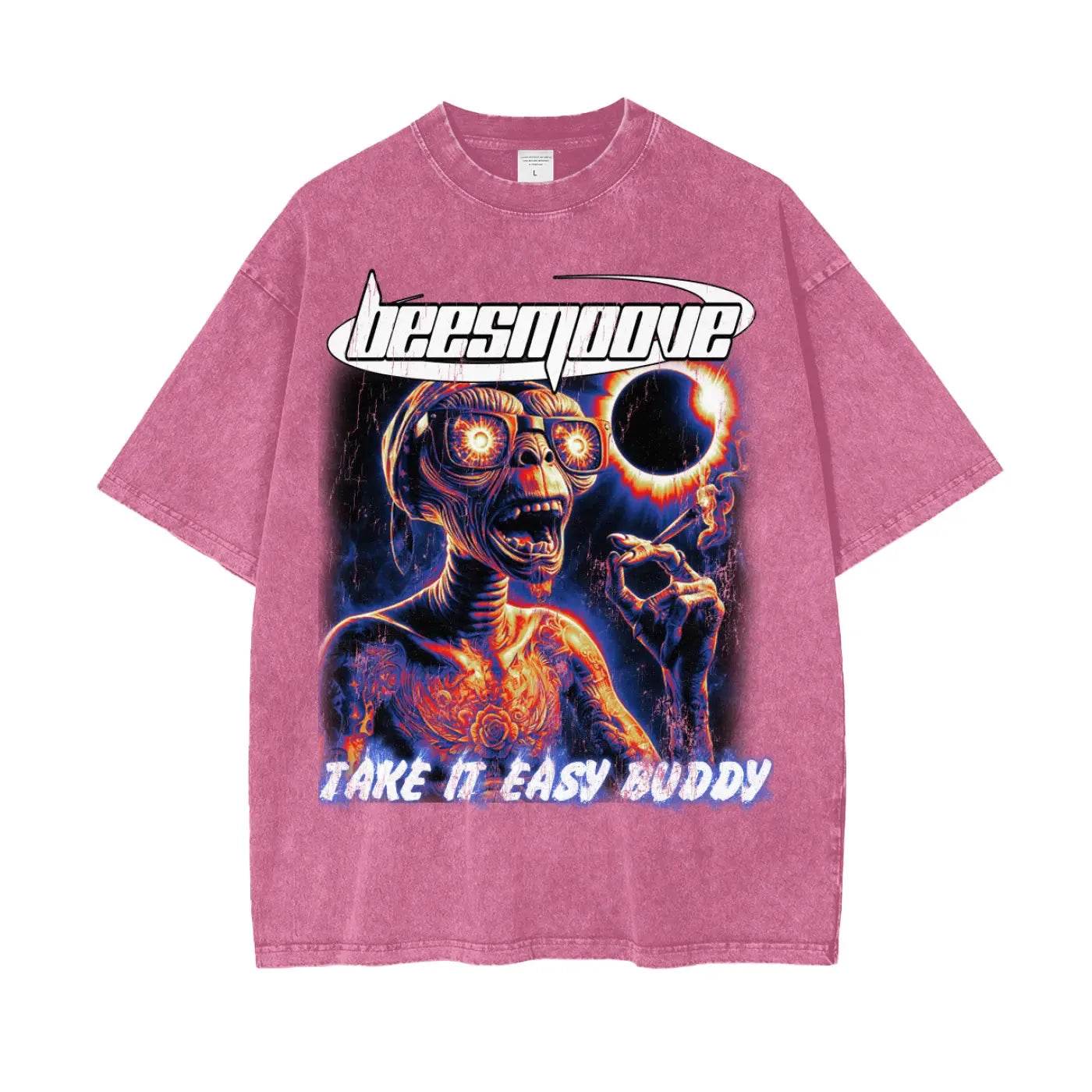 BEESMOOVE Take It Easy Buddy Oversize Washed Tee - Beesmoove