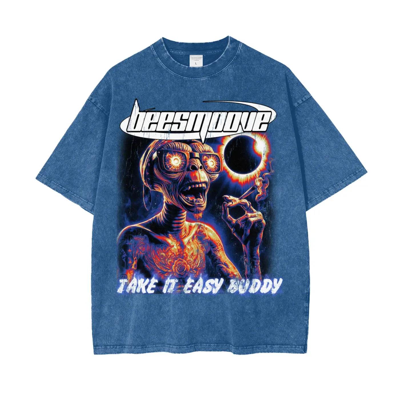 BEESMOOVE Take It Easy Buddy Oversize Washed Tee - Beesmoove