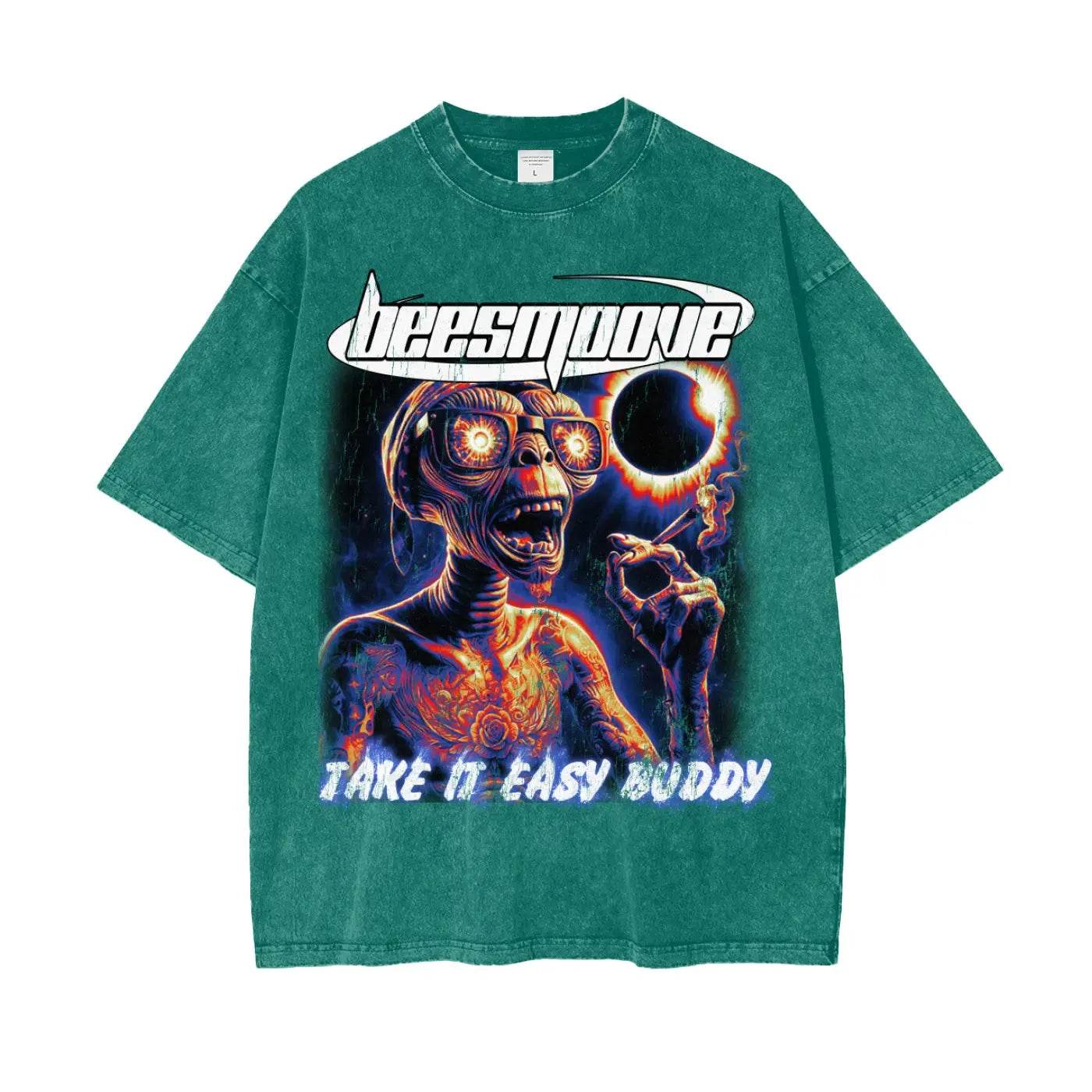 BEESMOOVE Take It Easy Buddy Oversize Washed Tee - Beesmoove