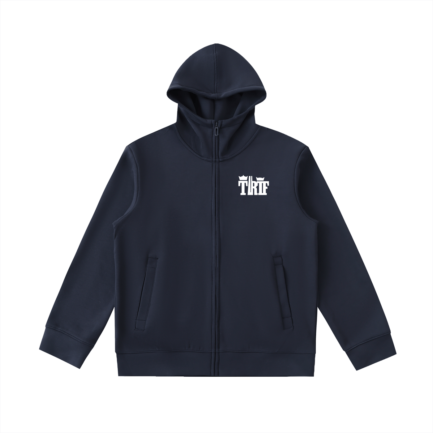 BEESMOOVE T.R.T.F Essential Heavyweight High Neck Zip - Up Hoodie - Beesmoove