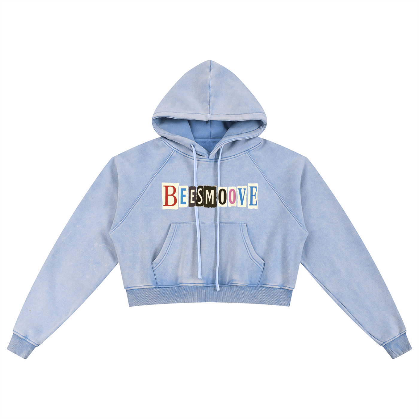 BEESMOOVE T.R.T.F Snow Washed Cropped Hoodie - Beesmoove